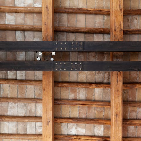 The rustic ceiling