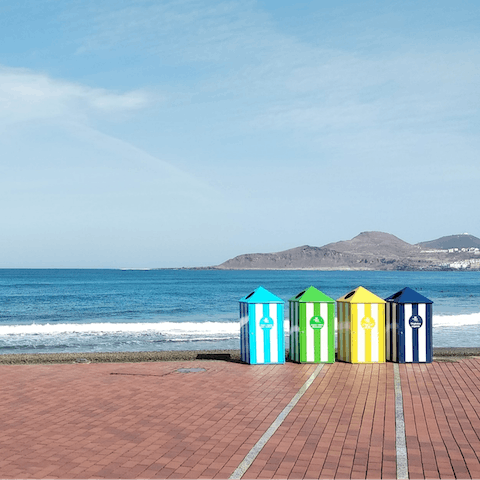Walk seven minutes to Las Canteras Beach for a day of sun, sand and surf 