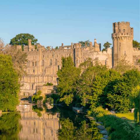Explore the imposing Warwick Castle, just six kilometres away