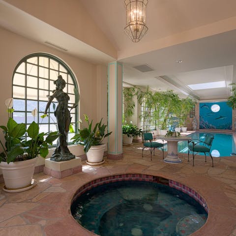 Unwind in the soothing hot tub