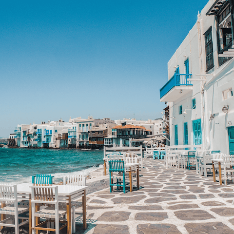Mosey down into Mykonos Old Town for the evening, just four kilometres away