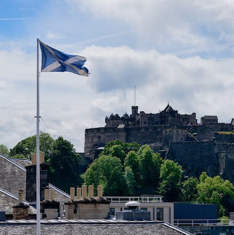 Edinburgh Castle watches over the city, a ten-minute walk away
