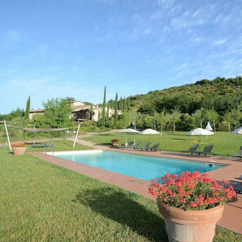 Beat the Tuscan heat with a dip in the communal pool