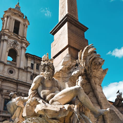 Make your way to the beautiful Baroque square, Piazza Navona, 850m away