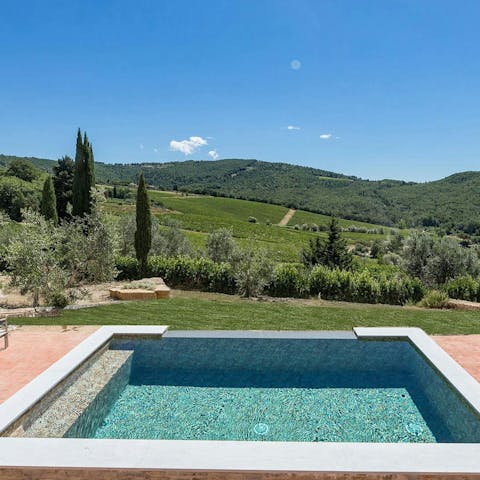 Enjoy an afternoon dip and admire the Tuscan views