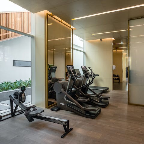 Take advantage of having access to an in-building gym