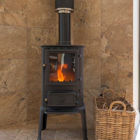 Keep things warm and cosy with the wood-burning stove