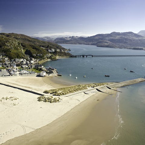 Head to Barmouth's golden sands – just a five-minute drive away