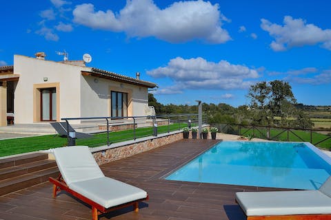Take in the countryside vistas from the cool water of your private pool