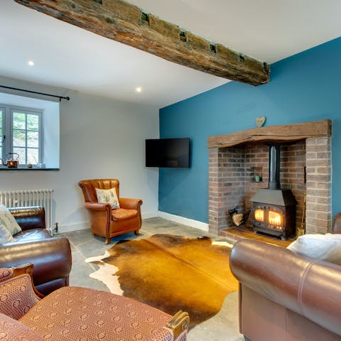 Curl up around a roaring log fire after a day spent hiking in Clwydian Range 