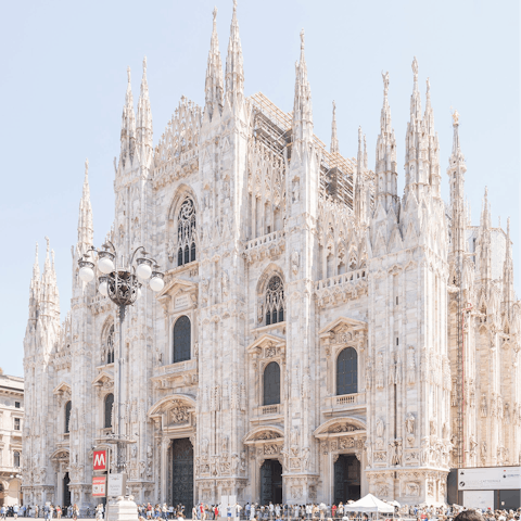 Visit Milan's iconic Duomo, a thirty-minute walk away