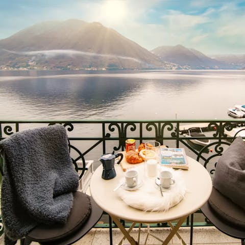 Enjoy some ciambellone on the balcony with its stunning Lake Como vistas