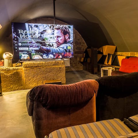 Set up in the barrel vault cinema room with perfect acoustics