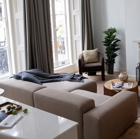 Unwind on the sofa after a day of shopping along Brompton Road