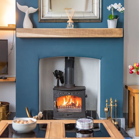 Curl up in front of the wood-burning stove when the temperature drops