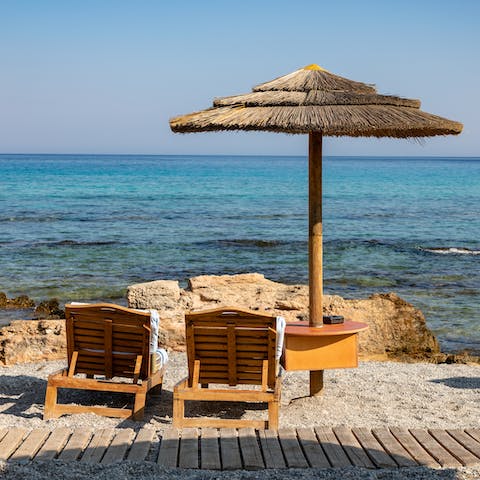 Spend the day at the long sandy beach of Lachania just a stone's throw away 
