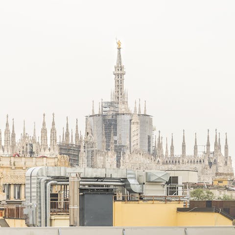 Marvel at the stunning view of the Duomo, just one minute away