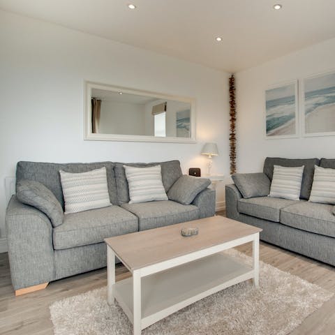 Relax on your plush sofa after a long day of walking and exploring the Devon coast