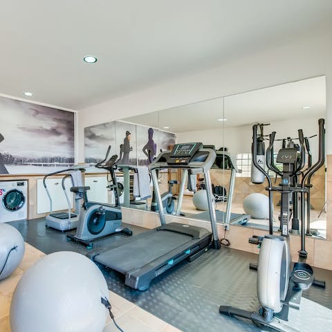 Start mornings with a workout in the private gym