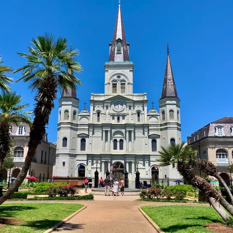 Stroll around in the historical Jackson Square, learning more about the city's rich history, just a fifteen-minute drive away