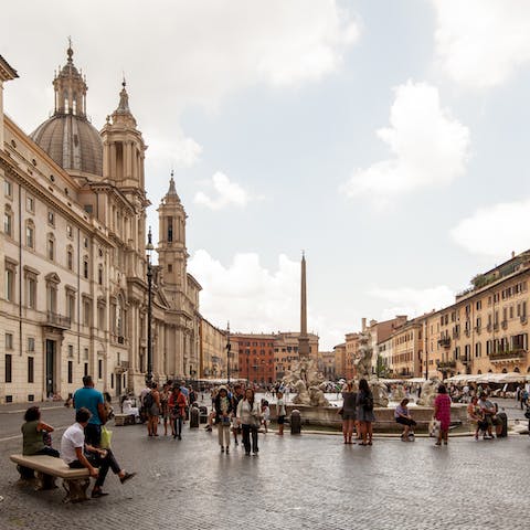 Wander over to Piazza Navona in under a minute from your front door
