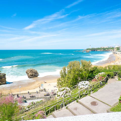 Enjoy a glass of wine on the terrace overlooking the beach 