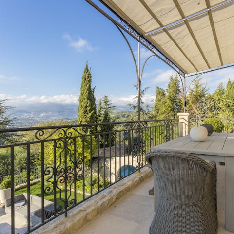 Enjoy sweeping views from the balcony