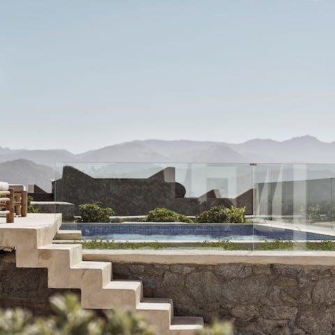 Cool off in your private swimming pool overlooking the misty hills