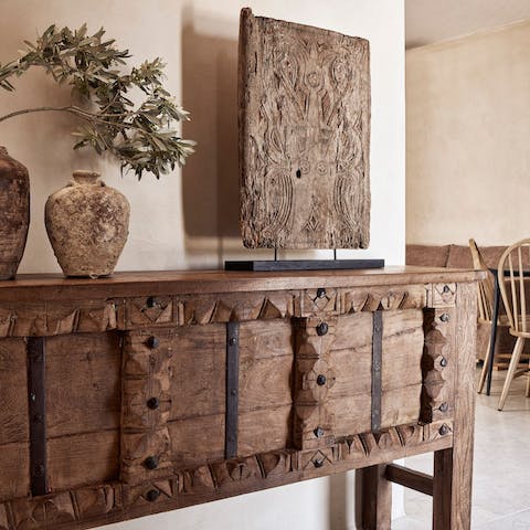 Admire the hand-carved African-style accents inside