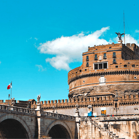 Spend an afternoon exploring the city’s history at Castel Sant’Angelo – a nine–minute walk away