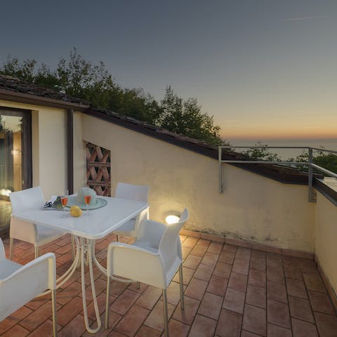 Watch the sunset from your terrace with a glass of Prosecco in hand