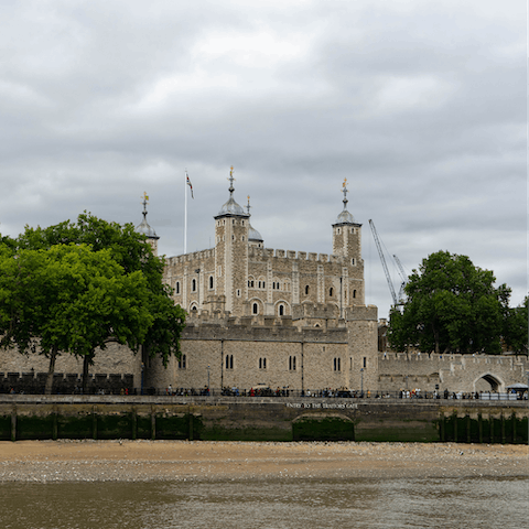 Catch a glimpse of the Crown Jewels at the Tower of London, a ten-minute walk away 