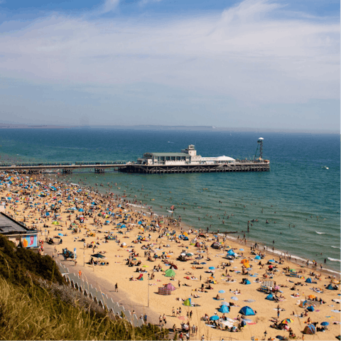 Take a stroll through Bournemouth to visit the beach, a forty-minute walk away