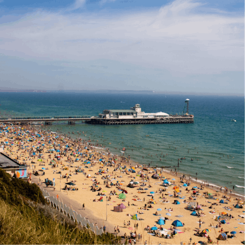 Take a stroll through Bournemouth to visit the beach, a forty-minute walk away