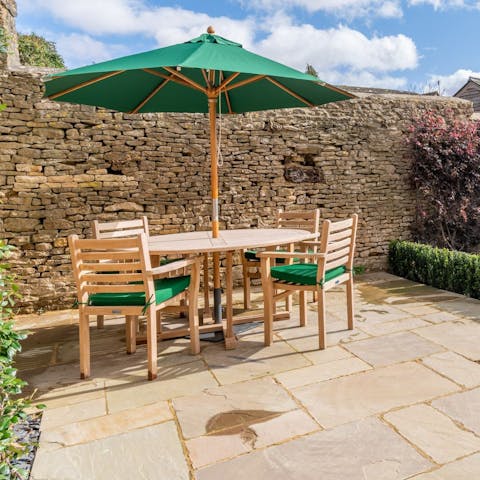 Enjoy alfresco breakfasts on your patio when the weather's nice