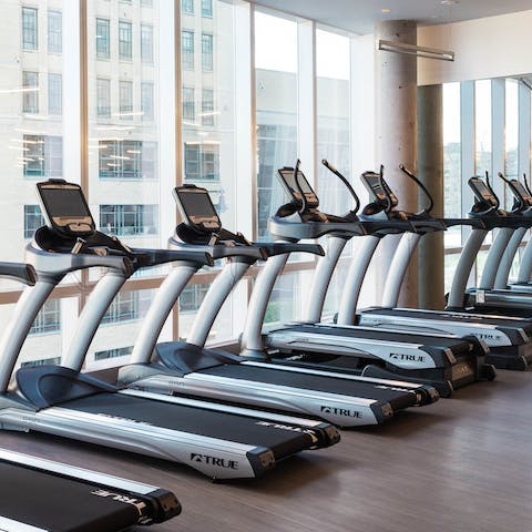 Start the day with a workout in the communal gym