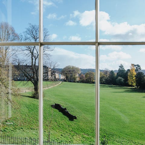 Enjoy beautiful views of Royal Victoria Park from the tall sash windows