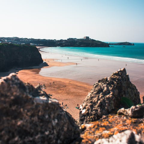 Newquay, the UK's surfing mecca, is just a fifteen-minute drive away