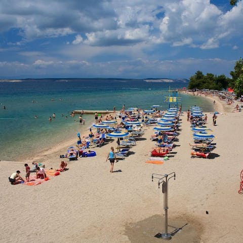 Pack up a beach bag for a morning at Crikvenica Beach, just a ten-minute drive away
