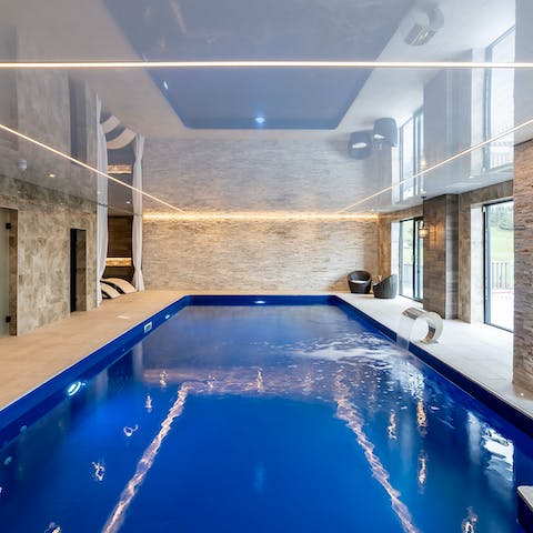 Make a splash in the home's private indoor pool