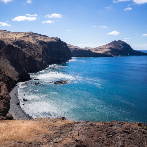 Take the scenic walk down to Praia Formosa beach and enjoy the beautiful coastline of Funchal