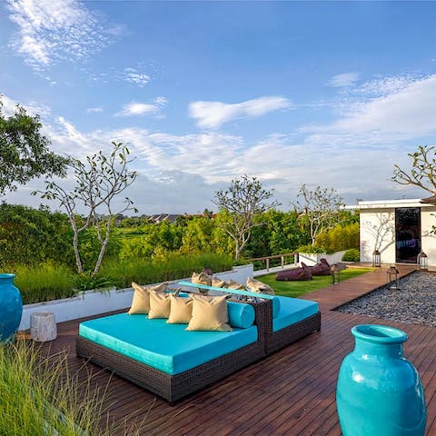 Admire the emerald hills from the rooftop terrace