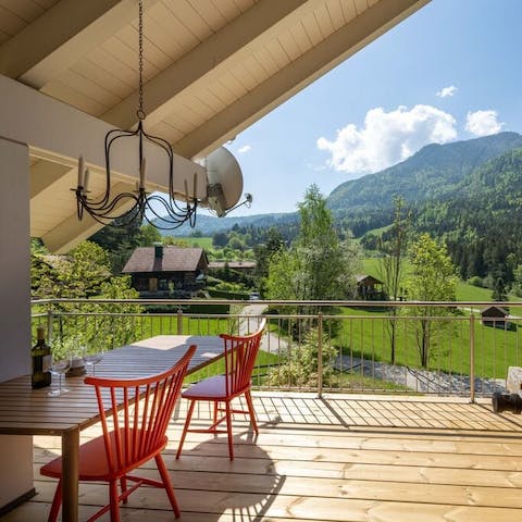 Dine alfresco and admire the spectacular mountain views
