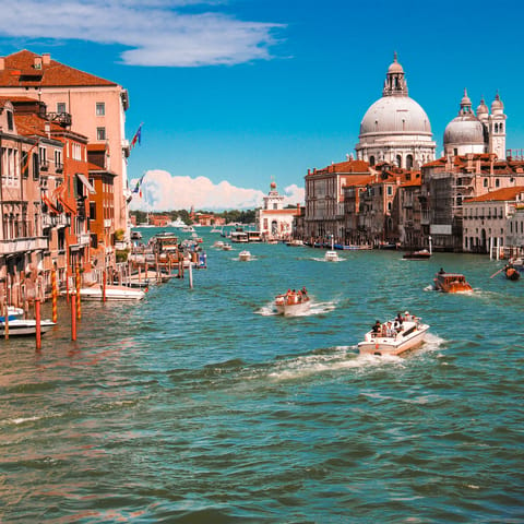 Explore Venice's most famous sights – the Basilica di Santa Maria della Salute is a three-minute walk away
