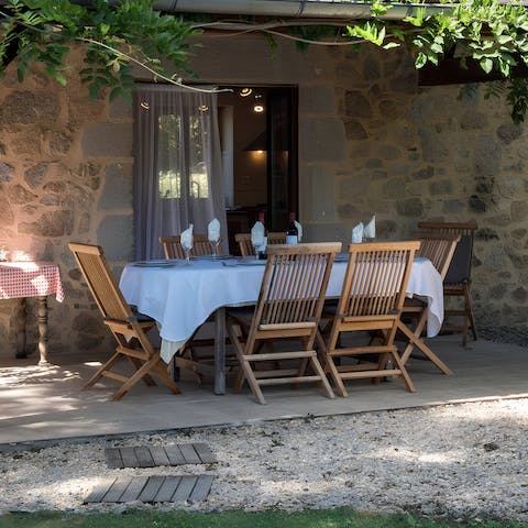 Serve up some fresh French fare at the alfresco dining area 