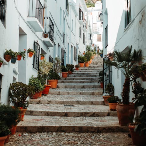 Stroll along the cobblestone streets in Frigiliana 