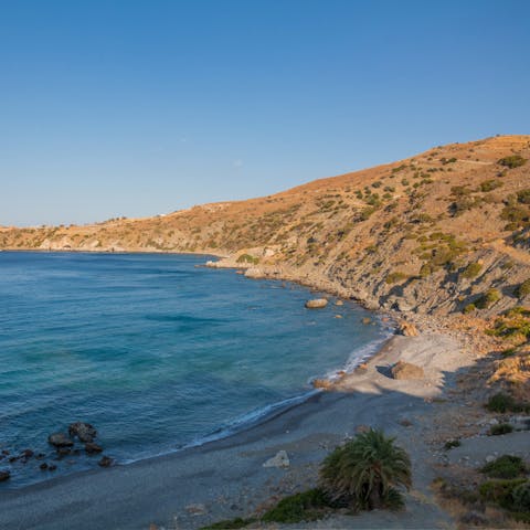 Make your way down to the sands of Aniforás Beach, only 250 metres away from here