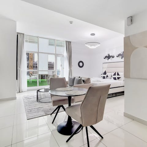 Sit down for breakfast in the sleek dining area
