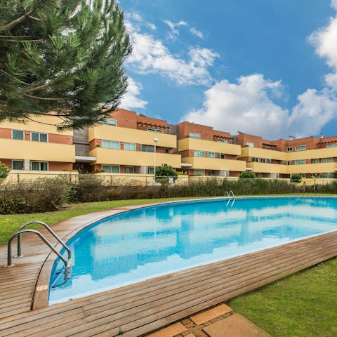 Get some relief from the midday heat in the communal pool