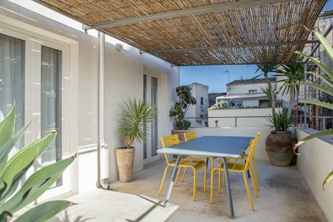 Dine in the true Italian alfresco style on the shaded terrace